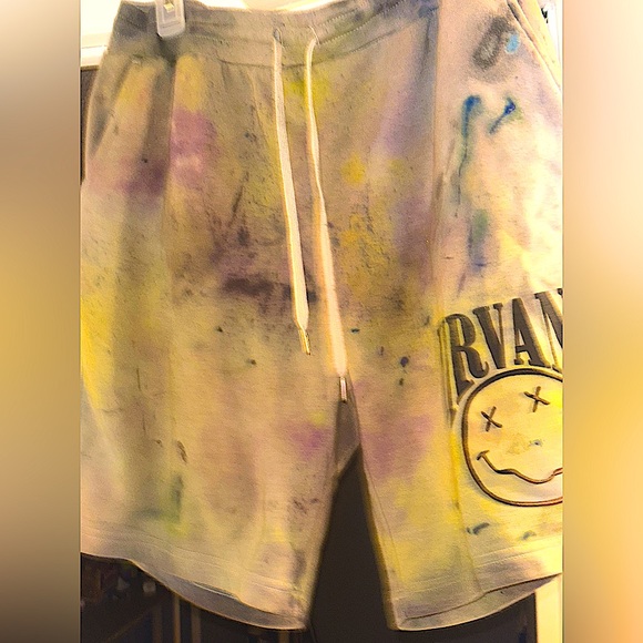 New galaxy swirl tye die one of one NIRVANA designer StreetWear shorts - Picture 15 of 16